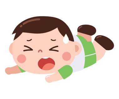 Yeşil ve beyaz spor kıyafetli genç bir çocuk yere yatmış, gözyaşları içinde ağlıyor.