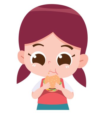 Hamburger yiyen kız. Yeme etkinliği