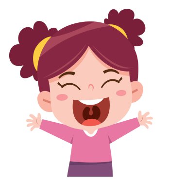 At kuyruklu mutlu kız. Mutlu ifade