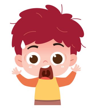 Ağzının açık olmasına şaşırmış çocuk. Sürpriz ya da şok.