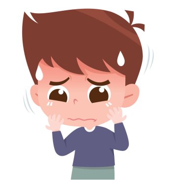 Gözlerinde yaşlar olan endişeli çocuk. Endişeli ifade