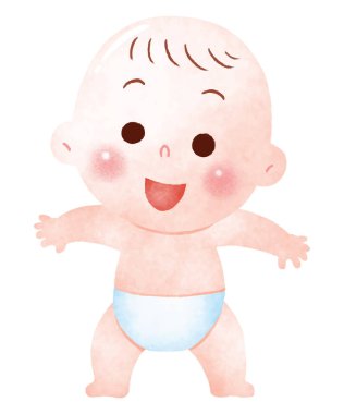 Kolları açık duran neşeli bir bebek, neşe ve heyecan ifadesi sergiliyor.