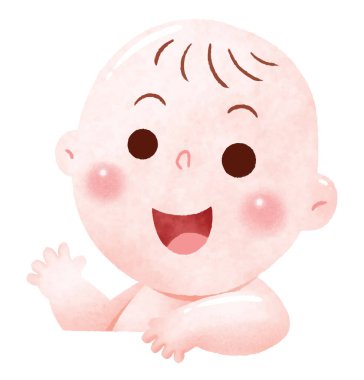 Gülümseyen neşeli bir bebek, heyecanla el sallıyor.