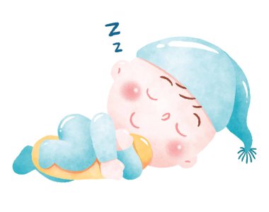 Rahat bir uyku pozisyonunda huzur içinde uyuyan tatlı bir bebek.