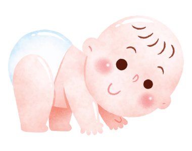 Sevimli Bebek Emekleme Çizimi