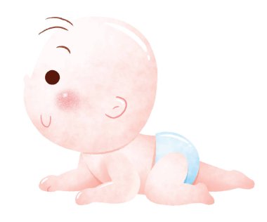 Sevimli Emekleyen Bebek İllüstrasyonu