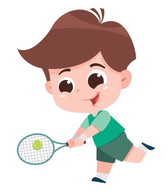 Coşkuyla Tenis Oynayan Çocuk