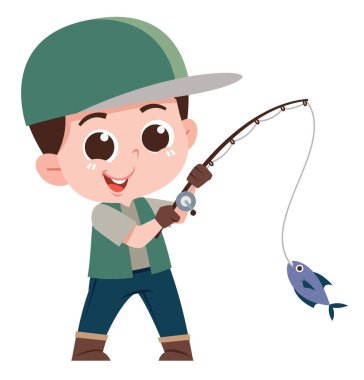 Mutlu Genç Balıkçı Balık Yakalıyor