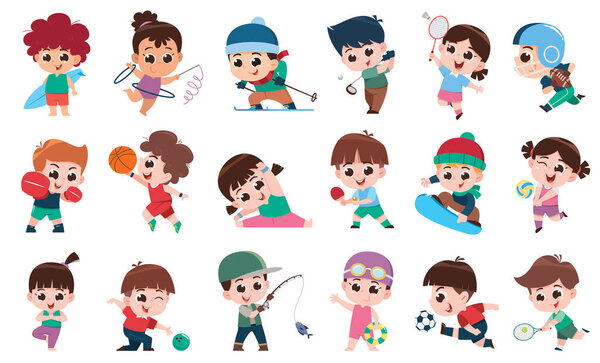 Active Kids Playing Various Sports and Games