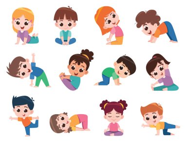 Çeşitli yoga pozları veren, eğlenceli fiziksel aktiviteleri, farkındalığı ve genç öğrenciler için sağlıklı alışkanlıkları teşvik eden canlı bir çizgi film koleksiyonu..