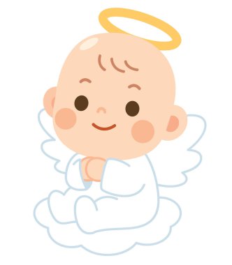 Tatlı Bebek Melek Bulut Çizgi Filminde Oturuyor