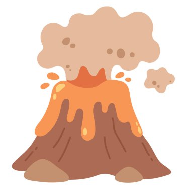 Tatlı Çizgi Film Volkan Patlatma Vektörü İllüstrasyonu