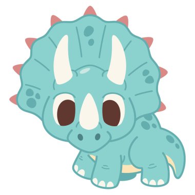 Şirin Çizgi Film Triceratops Dinazor Vektör İllüstrasyonu