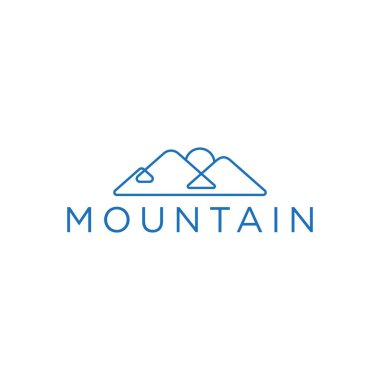 mavi dağ ve açık hava logo simgesi ve vektör