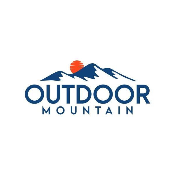 Mavi Dağ Açık Hava Logo Simgesi Vektör — Stok Vektör