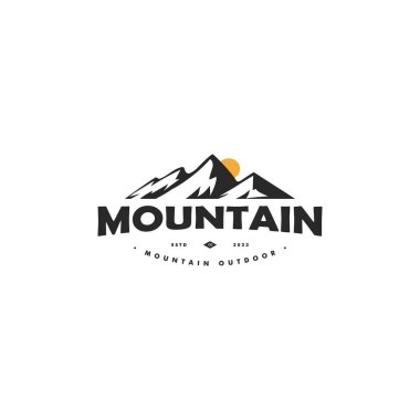 mountain and retro logo icon and vector