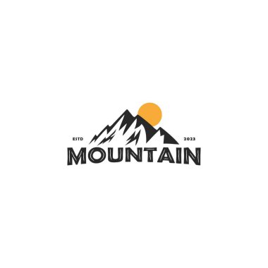 mountain and retro logo icon and vector
