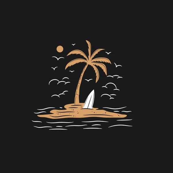 Icona Vettore Del Logo Palma Spiaggia — Vettoriale Stock