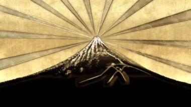 Golden Mt. Fuji and the effect of turning