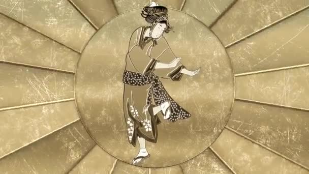 Gold Dancing Woman Kimono Part — стоковое видео