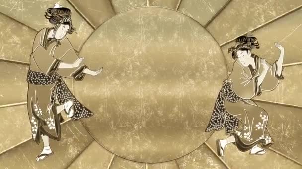 Kimonolu Altın Dansçı Kadın Bölüm — Stok video