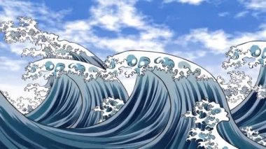 Japanese blue sky and waves