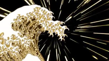 Golden Kanagawa Okinamiura (concentrated line version)