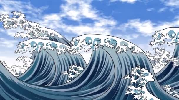 Japanese Blue Sky Waves — Stockvideo