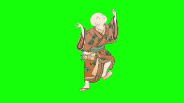 Kimonolu bir kadın ve yeşil bir geçmişi var.