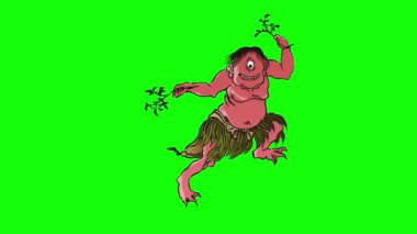 Soyut bir arkaplanda çizgi film canavarı tasviri