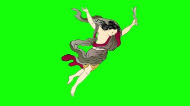 Dans eden kız. Vektör çizimi. Beyaz arkaplanda izole edilmiş