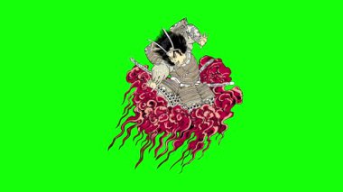 Yeşil arka planda kafatası ve ağacı olan cadılar bayramı cadısı.