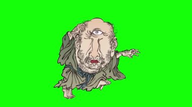 Yaşlı bir adamın el çizimi karikatürü