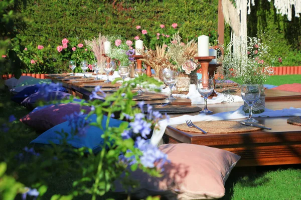 Esküvőszervezés Esküvői Vacsora Asztal Stock Fotó