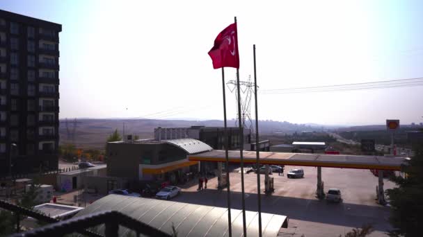 Stație Gaz Autostradă Timpul Zilei — Videoclip de stoc