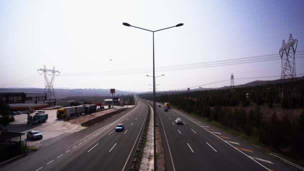 Ruch Uliczny Autostradzie Ciągu Dnia — Wideo stockowe
