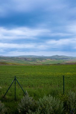 Yeşil ve güzel sıradağlar açık havada görülür.