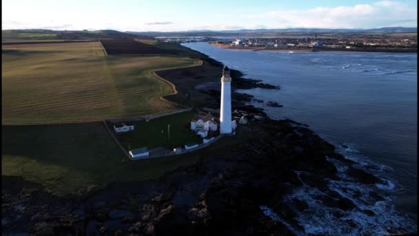 Lighthouse Coast North Sea Scotland View – Stock-video