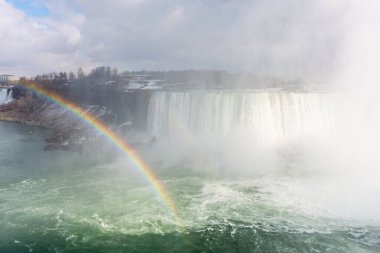 Kanada 'da güneş ışığında Niagara Şelalesi' nin çarpıcı manzarası.