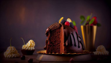 Masada çikolatalı pasta, tatil ziyafeti..