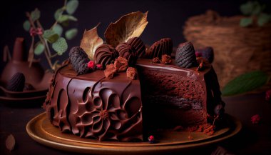 Masada çikolatalı pasta, tatil ziyafeti..