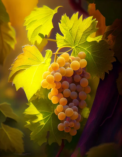 Prachtige Trossen Druiven Felle Stralen Van Zonlicht — Stockfoto