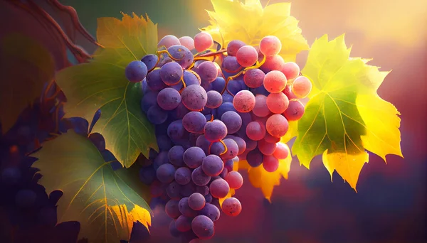 Piękne Grona Winogron Jasnych Promieniach Słońca — Zdjęcie stockowe