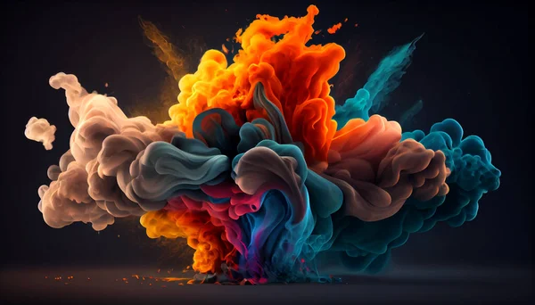 Explosive Irre Abstraktion Aus Farbigem Rauch Auf Dunklem Hintergrund — Stockfoto