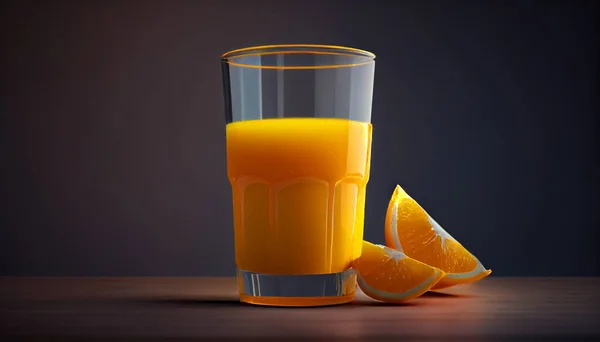 Glass Fresh Citrus Juice Next Orange Minimalism — Stock Photo, Image
