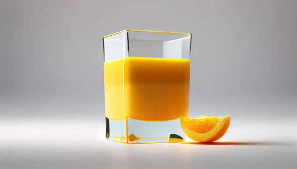 Szklanka Świeżego Soku Cytrusowego Obok Pomarańczy Minimalizm — Zdjęcie stockowe