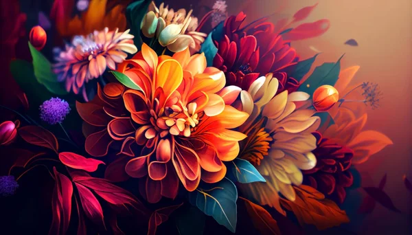Hermosas Flores Multicolores Colores Saturados Brillantes — Foto de Stock