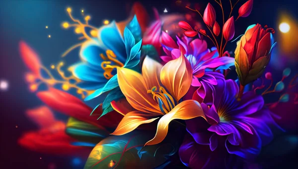 Beautiful Multi Colored Flowers Bright Saturated Colors — Stock Photo, Image