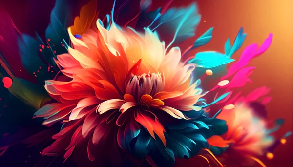Schöne Mehrfarbige Blumen Leuchtenden Gesättigten Farben — Stockfoto