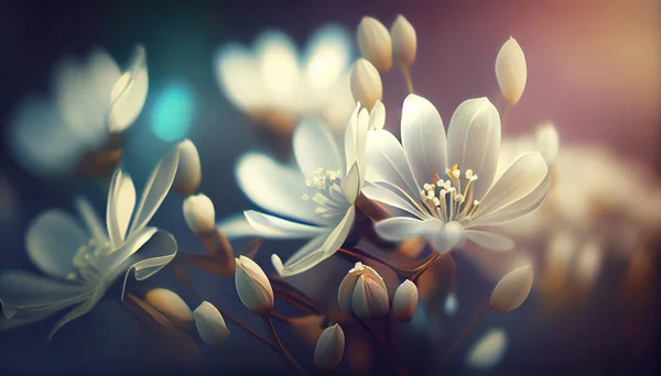 Bright White Flowers Light Background Festive Mood — Stock Photo, Image